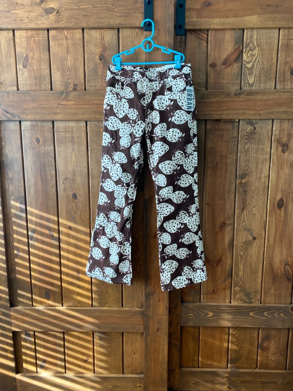 BDG Brown & White Strawberry-Print Bootcut Jeans